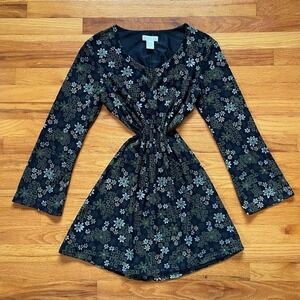 Vintage 90s Bell Sleeve Mini Dress Size M Whimsygoth Grunge Retro Hippie Boho